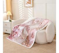 Homewish Pearl Butterfly Fleece Blanket Queen 229x229cm | Romantic Coquette Warm Plush Sherpa Blanket Rose Floral Fuzzy Plush Throw Vintage Girly for Bed Sofa Couch