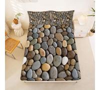 Homewish Pebble Printed Fitted Sheet Single Bed (90x190cm)