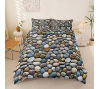 Homewish Pebble Stone Pattern Single Duvet Cover Set with 1 Pillowcase