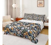 Homewish Pebble Stone Print Single Bed Sheet Set 3 Piece