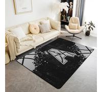 Homewish Personalized Initial A Area Rug 100x150cm Sports Theme Basketball Letter Rug For Bedroom Living Room Ball Games Black Grey Carpet Decor Chic Basketball Monogrammed Indoor Floor Mat Non Slip