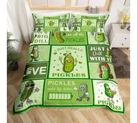 Homewish Pickle Bedding Sets Single for Pickle Lovers Duvet Cover, Cartoon Vegetable Print Comforter Cover Funny Pickle Gifts Bedspread Cover Cute Cucumber Decor Bedding