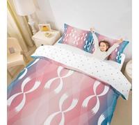 Homewish Pink And Blue Cot Bedding Sets Decorative Abstract Line Duvet Cover,Gradient Classic Lines Bed Set Geometry Wave Striped Bed Cover,No Comforter