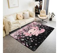 Homewish Pink Axolotl Area Rug 100x150 cm Romantic Cherry Blossom Carpet for Kids Girls Teens Girly Kawaii Animal Indoor Floor Mat Cartoon Axolotl Decorative Washable Rug