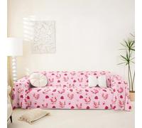 Homewish Pink Axolotl Sofa Cover - Strawberry Print Couch Protector Kawaii Animal Sofa Protector Romance Love Hearts Couch Slipcover 180x259