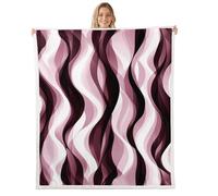 Homewish Pink Black Geometric Lines Blanket 90x90 Inches - Striped Fleece Blanket for Minimalist Women Men Adults - Modern Geometry Aesthetics Art Throws - Contemporary Gradient Ombre Sofa Throw