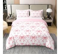 Homewish Pink Bows Super King Duvet Cover Coquette Bowknot Coton Bedding Set Bowtie Quilt Cover Preppy Princess Bed Sets