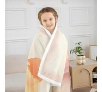 Homewish Pink Landscape Fuzzy Plush Throw Mountain Fleece Blanket Rustic Farmhouse SunBoho Sherpa Blanket - Cute Cartoon Florals Bedclothes Room Decor Decor for Bed Couch Queen 90"x90"