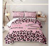 Homewish Pink Leopard Print Single Quilt Set 2 Piece