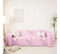 Homewish Pink Plaid Axolotl Couch Cover 231x340cm