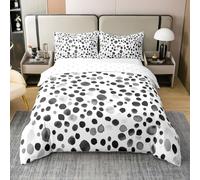 Homewish Polka Dots 100% Cotton Quilt Cover Double Size Ink Splash Bedding Set For Kids Men Women Watercolor Rain Circle Black White Ombre Duvet Cover Soft Comfy Bedclothes