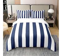 Homewish Pure Cotton Pastel Duvet Cover Double Navy Blue Red Stripes Bedding Set Indian Boho Southwestern Comforter Cover for Kids Boys Girls Farmhouse Rustic Country Bedroom Decor Comfy Quilt Cover