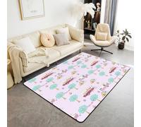 Homewish Purple Area Rug 150x200 cm Camp Living Room Rugs For Kids Boys Girls Trees Flowers Polka Dots Holiday Camping Decorative Carpet Cartoon Children Non Slip Indoor Floor Mat