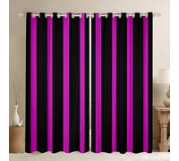 Homewish Purple Black Abstract Striped Window Curtains 52 x 90 Inch 2 Panel Sets - Simple Vertical Striped Blackout Curtains Geometric Stripes Window Treatments Drapes Minimalists Black and Purple