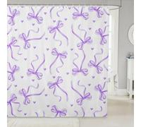 Homewish purple bow Shower Curtain 72" W x 78" L - cute bowknot Waterproof Bathroom Curtains Ribbon Bow Knot Bath Curtain Kawaii Dreamy Princess Bathroom Accessories
