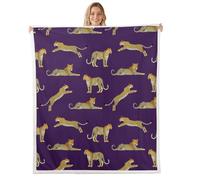 Homewish Purple Leopard Print Fleece Blanket Twin 152x203cm Cheetah Animal Pattern Warm Plush Sherpa Blanket Retro Luxury Aesthetics Fuzzy Plush Throw for Living Room Bedroom Office
