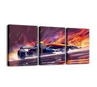 Homewish Race Car Hot Wheels Framed Wall Art Red Car Gallery Wrapped Canvas Wall Decor Extreme Speed Sports Poster Prints Wall Paintings for Kids' Bedroom