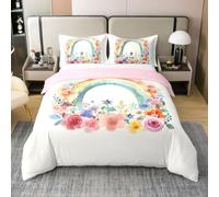 Homewish Rainbow Line Duvet Cover Single with 1 Pillowcase
