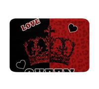 Homewish Red Black Valentine Leopard Print King And Bath Mat for Bathroom Animal Skin Pattern Door Mat for Bedroom Romantic Couple Bathroom Rug Non Slip - Men Warm Soft Bedclothes Entrance Rug 20"x32"