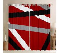 Homewish Red Gray Black Striped Blackout Curtains Modern Abstract Window Curtains 46 x 72 Inch Geometric Lines Window Treatments Drapes for Bedroom Geometry Aesthetic Boho Decor