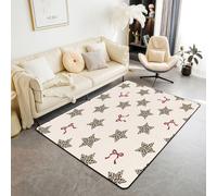 Homewish Red Ribbon Bows Area Rug 100x150cm for Bedroom - Leopard Print Stars Rugs Living Room Y2K Preppy Chic Non Shedding Carpet For Kids Women,Cheetah Aesthetic Trendy Large Rugs