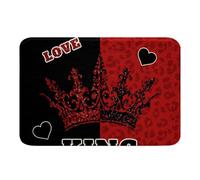 Homewish Red White Valentine Animal Skin Pattern Bathroom Rug Non Slip Leopard Print King And Bath Mat for Bathroom Men Door Mat for Bedroom - Romantic Couple Warm Soft Bedclothes Entrance Rug 20"x32"