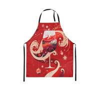 Homewish Red Wine Chef Apron Red Wine Glass Kitchen Apron 78x66cm Abstract Stripes Floral Apron for Drawing Crafting Outdoors Mysterious Japanese Style Cooking Apron