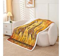 Homewish Retro African Giraffe Fleece Blanket Throw 127x152cm