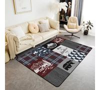Homewish Retro Cabin Area Rug Rustic Bear Deer Decorative Carpet 150x200 cm Hunting Moose Indoor Floor Mat Adventure Lodge Decor Living Room Rugs