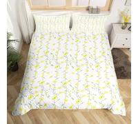 Homewish Retro Floral Duvet Cover Single Cute Yellow Flowers Quilt Cover for kids Boys Girls Watercolor Wild Flower Bedding Set Rustic Fresh Aesthetic Quilt Cover Boho Home Decor