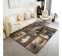 Homewish Rustic Bear Plaid Area Rugs 100x150cm for Bedroom Living Room - Forest Wolf Modern Floor Carpet Farmhouse Woodland Animal Cabin Large Rugs For Kids Boys Men,Lodge Hunting Non Shedding Carpet