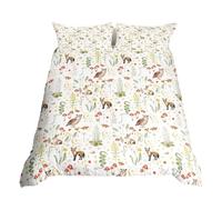Homewish Rustic Floral Bedding Single Bed Set for Kids Girls Women, Microfiber Reversible Duvet Cover Aesthetic Room Decor, Cute Animal Print Bedding Sets, Woodland Quilt Cover, 1 Pillow Cover