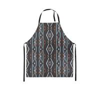 Homewish Rustic Western Chef Apron For Cooking Kitchen Baking,Boho Aztec Apron 78x66cm,Ethnic Tribe Kitchen Apron,Southwestern Bib Apron For Kids,Geometric Abstract Rhombus Cooking Apron