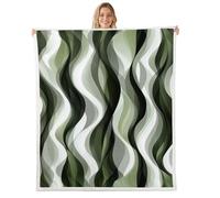 Homewish Sage Green Blanket 39x51 Inches - Abstract Striped Fleece Blanket for Kids Teens Adults - Minimalist Modern Geometric Throws - Mid Century Aesthetics Art Sofa Throw - Olive Green