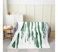 Homewish Sage Green Striped Flannel Blanket 60x80 Inches - Turquoise Abstract Fleece Blanket Chic Room Decor - Modern Ink Painting Fuzzy Plush Throw - Contemporary Graffiti