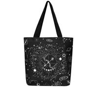 Homewish Sagittarius Canvas Tote Bag Hippie Nebula Shopping Bag, Trippy Zodiac Astrology Canvas Bag Psychedelic Outer Space Grocery Bag, Pink Galaxy Tote Bag, Black White