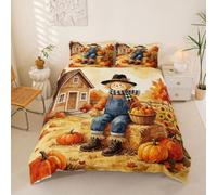 Homewish Scarecrow Fall Harvest Double Duvet Cover with 2 Pillowcases