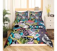 Homewish Science formula Duvet Cover Double Math Geometry Science Themed Bedding Set for Boys Girls Teens Math Equation Bedding Colorful Tie-Dye Hippie Bedding School Educational Dorm Room Decor