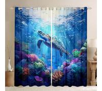 Homewish Sea Turtle Blackout Curtains 46 x 54 for Bedroom
