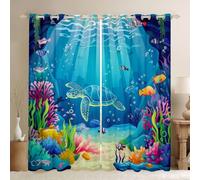 Homewish Sea Turtle Blackout Curtains 52 x 63 for Bedroom