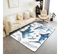 Homewish Shark Area Rugs 150x200cm for Bedroom Living Room - shark lovers Modern Floor Carpet underwater Marine Life Large Rugs Sea Animal Non Shedding Carpet