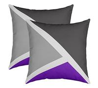 Homewish Simple Purple Gray Pillow Cases Pack of 2, Geometric Patchwork Cushion Covers All Year Round, Modern Throw Pillow Covers, Square Throw Pillow Covers, Microfiber, 45 x 45 cm