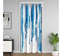 Homewish Sky Blue Door Curtain 150x203cm - Modern Abstract Striped Blackout Curtain Chic Room Decor - Ink Painting Graffiti Door Drape - Vintage Closet Cover - Microfiber