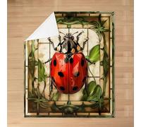 Homewish Stained Glass Ladybug Flannel Blanket 60"x80" for Bed