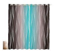 Homewish Teal And Brown Blackout Curtains Geometric Silver Striped 66" Wx72 L Curtains & Drapes Gradient Turquoise Brown Window Curtains Aesthetics Window Treatments 2 Panels Room Decor