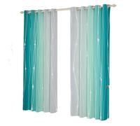 Homewish Teal and Grey Watercolor Curtains Wave Lines and Dots Blackout Curtains 46" Wx54 L, Gradient Ombre Curtains & Drapes Aesthetic Abstract Window Treatments, Modern Stripe Bedroom Curtains