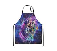 Homewish Tiger Apron 78x66cm For Drawing Crafting Outdoors,Chic Butterfly Chef Apron,Psychedelic Starry Sky Kitchen Apron,Hand Drawn Graffiti Cooking Apron For Girls,Kawaii Cute Animal Bib Apron