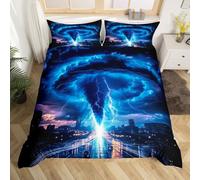 Homewish Tornado Bedding Set Single, Natural Disaster Duvet Cover For Bedroom, 3D Tornado Storm Horror Theme Comforter Cover Lightning Cyclone Natural Scenery Bed Set, 1 Bed Cover 1 Pillowcase