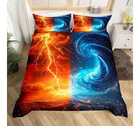 Homewish Tornado Duvet Cover Set Lightning Single Bedding Sets for Girls, Natural Disaster Quilt Cover Scary Hurricane Bed Set