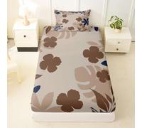 Homewish Tree Leaves Bed Sheets Single Jungle Botanical Fitted Sheet Monstera Deliciosa Boho Floral Bedding Set for Kids Boys Girls,Hawaii Beach Decor Tropical Plant Bed Cover 2 Pcs,Cream Beige